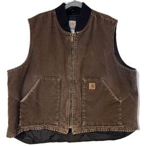Carhartt Men’s XXL quilt lined Vest dark brown V02 DKB full zip